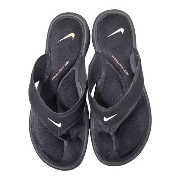 Nike Black Ultra Comfort Thong Sandals Cushioned Beach Flip Flops Size 7 Womens - Picture 2 of 7